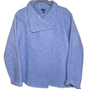 Eileen fisher periwinkle lavender alpaca wool silk boucle knit coat oversized